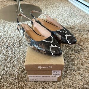 Madewell Modern Slingbacks In Snake Print Leather